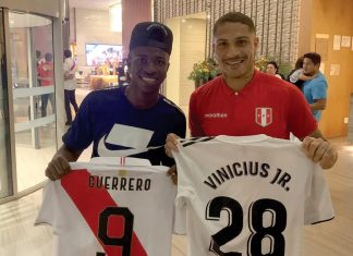 Visita de lujo Paolo Guerrero tuvo una sorpresiva visita de Vinicius Junior