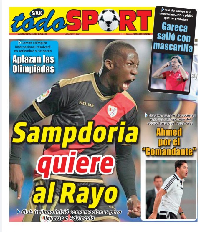 Portada impresa – Diario Todo Sport (23/03/2020)