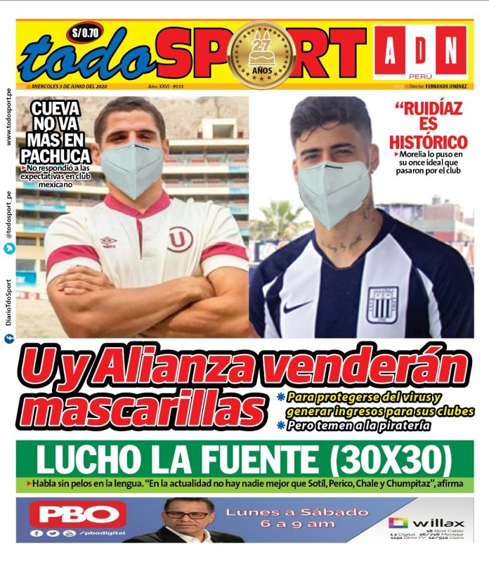 Portada impresa – Diario Todo Sport (03/06/2020)