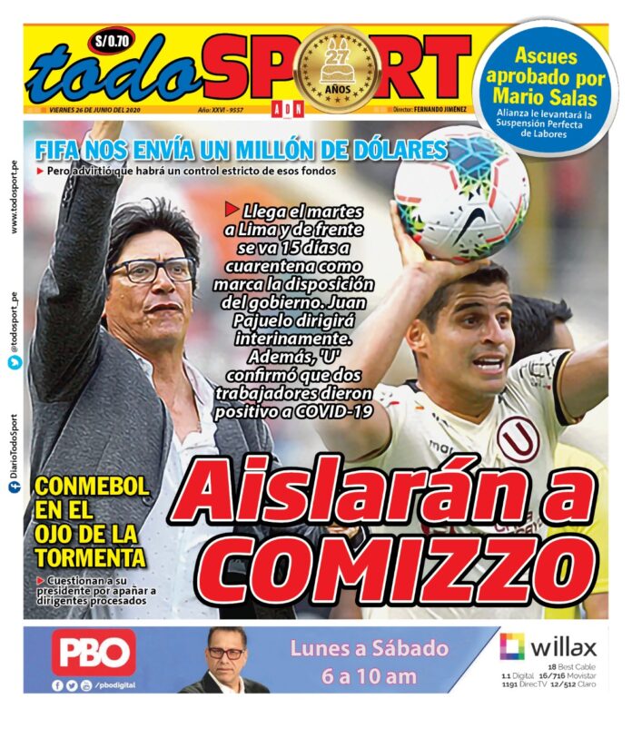 Portada impresa – Diario Todo Sport (26/06/2020)