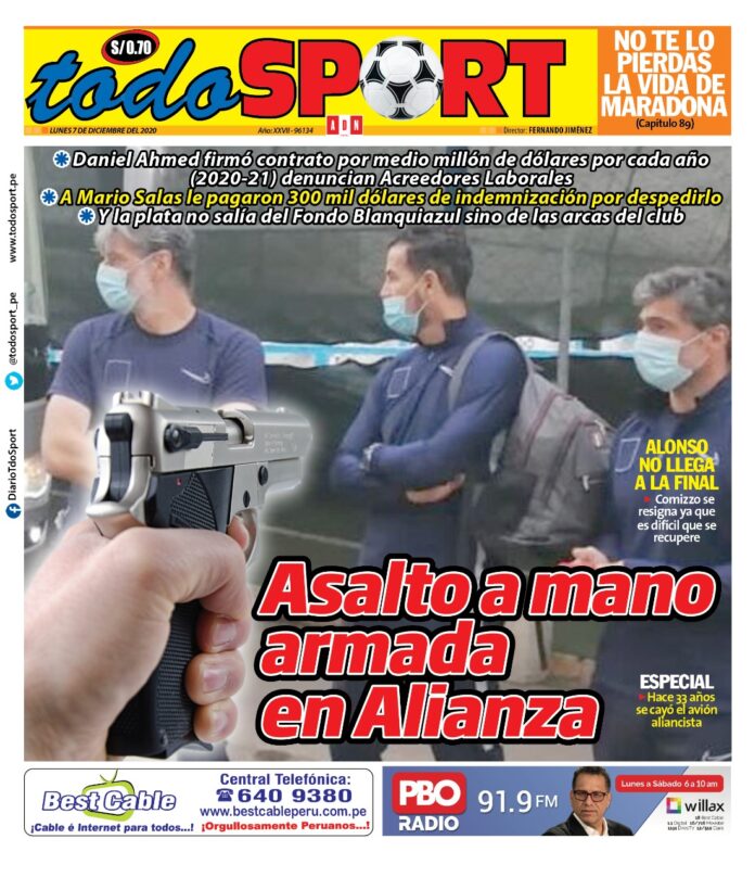 Portada impresa – Diario Todo Sport (8/12/2020)