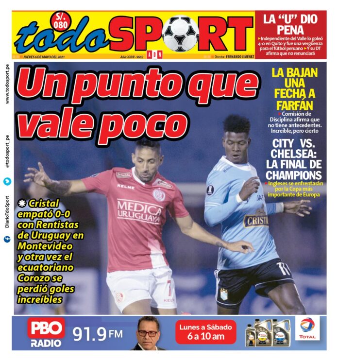 Portada impresa – Diario Todo Sport (06/05/2020)