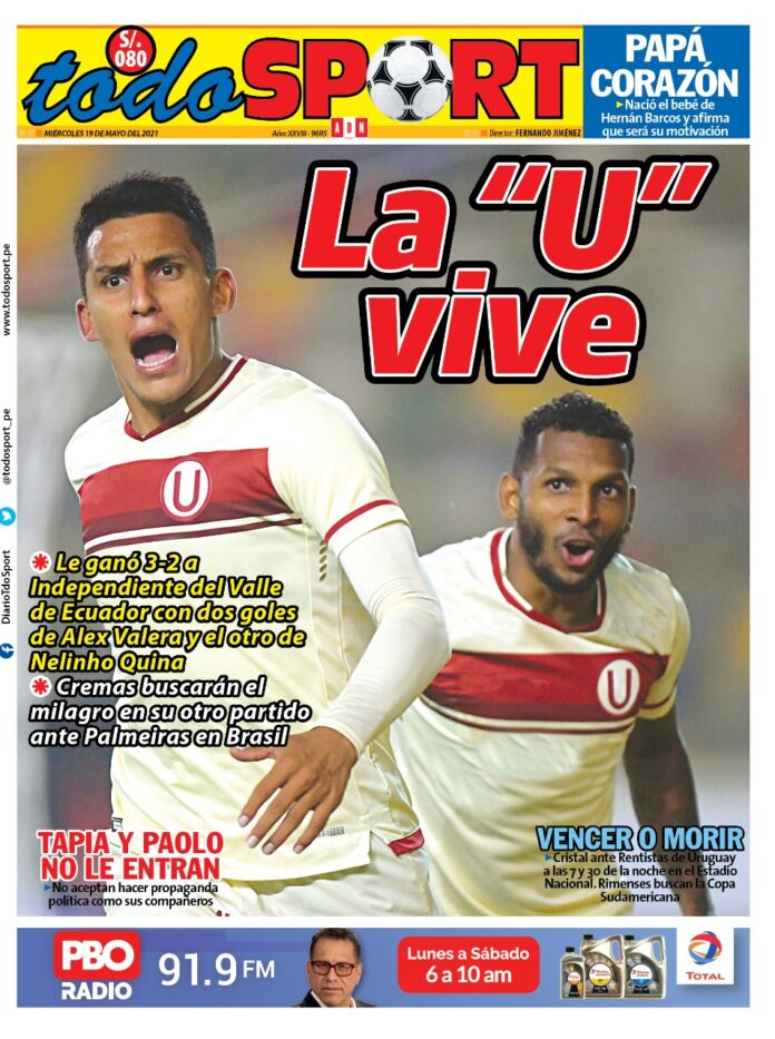 Portada impresa – Diario Todo Sport (19/05/2020)