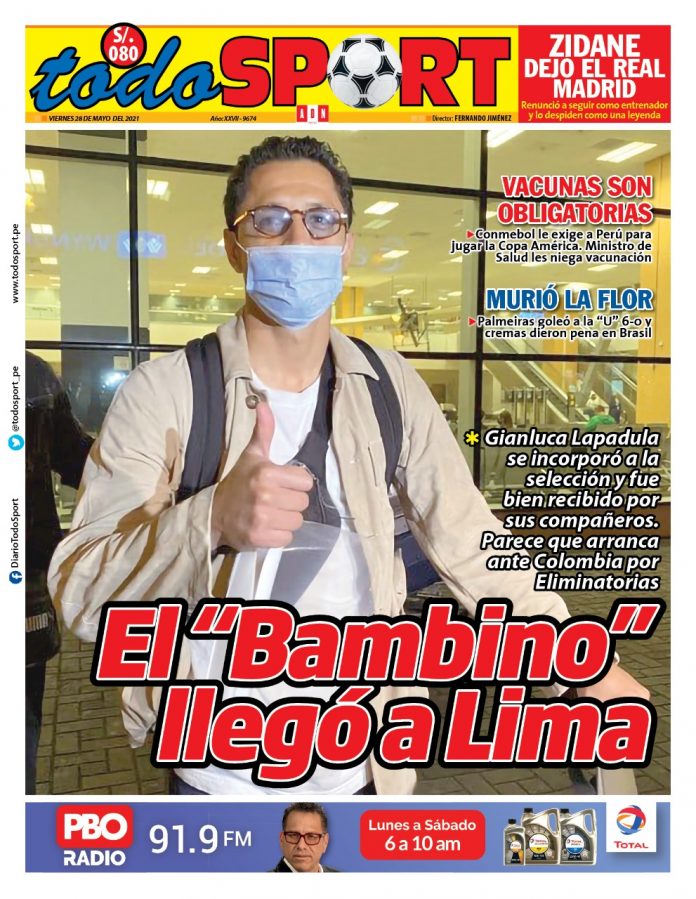 Portada impresa – Diario Todo Sport (28/05/2020)