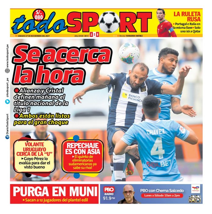 Portada impresa Todo Sport Portada impresa Todo Sport