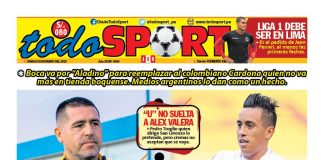Portada impresa – Diario Todo Sport (08/01/2022)
