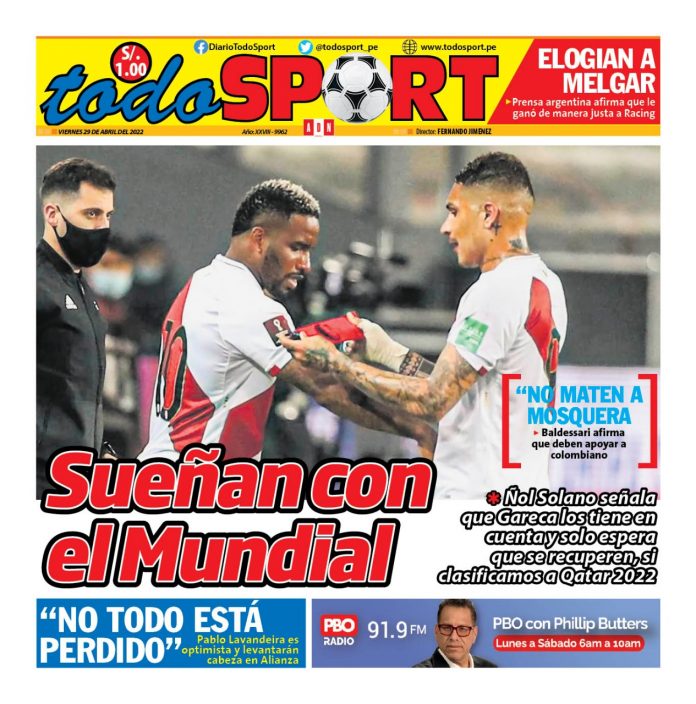 Portada impresa – Diario Todo Sport (29/04/2022)