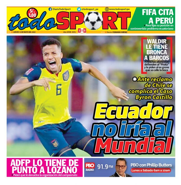 Portada impresa – Diario Todo Sport (12/05/2022)