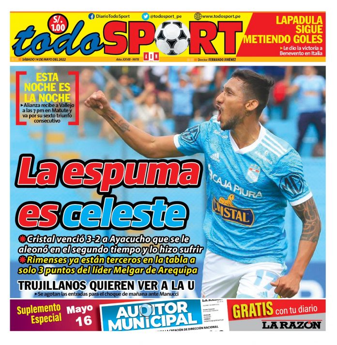 Portada impresa – Diario Todo Sport (14/05/2022)