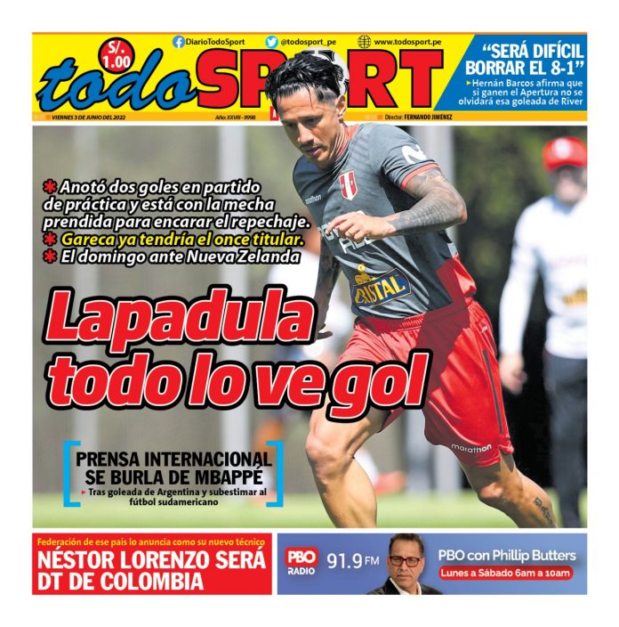 Portada impresa – Diario Todo Sport (03/06/2022)