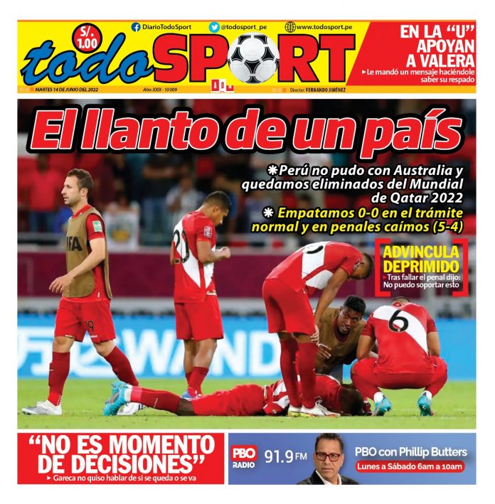 Portada impresa – Diario Todo Sport (14/06/2022)