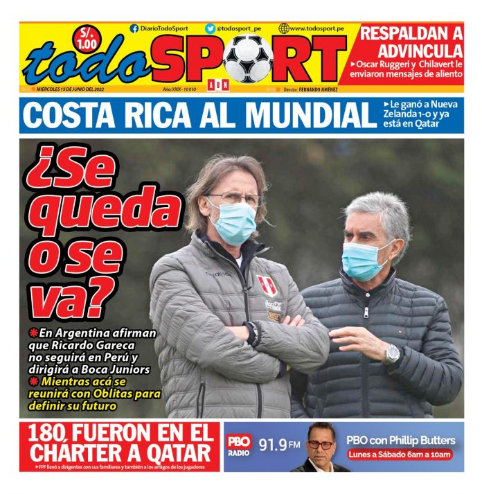 Portada impresa – Diario Todo Sport (15/06/2022)