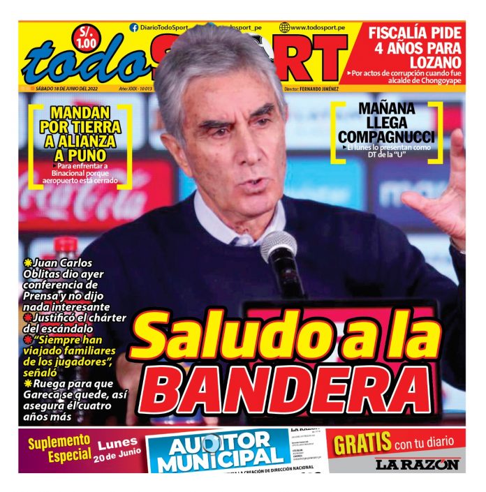 Portada impresa – Diario Todo Sport (18/06/2022)
