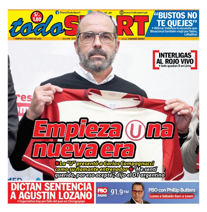 Portada impresa – Diario Todo Sport (21/06/2022)
