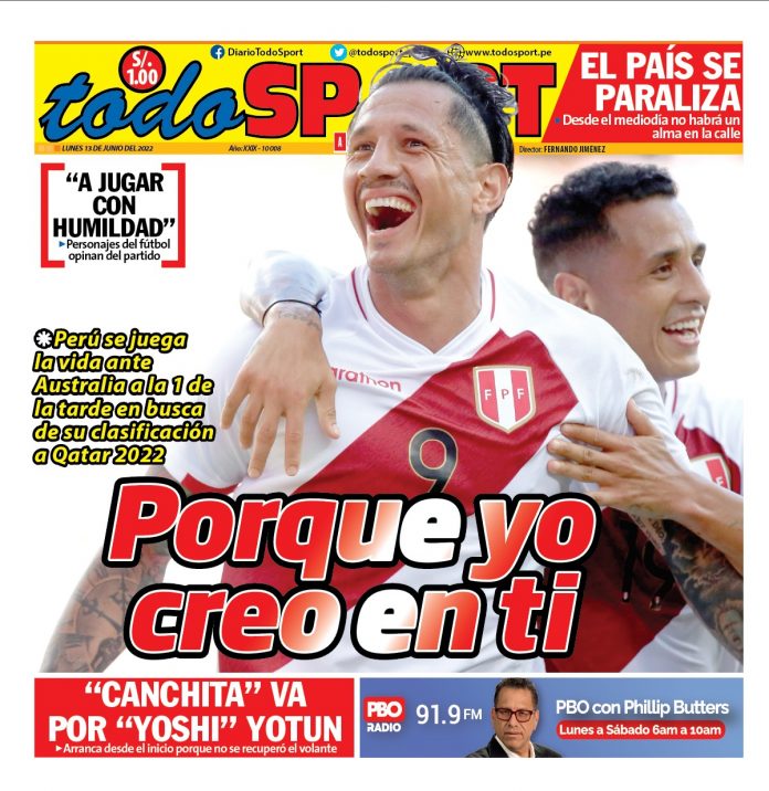 Portada impresa – Diario Todo Sport (13/06/2022)