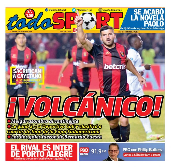 Portada impresa – Diario Todo Sport (07/07/2022)