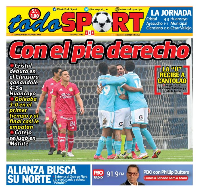 Portada impresa – Diario Todo Sport (10/07/2022)