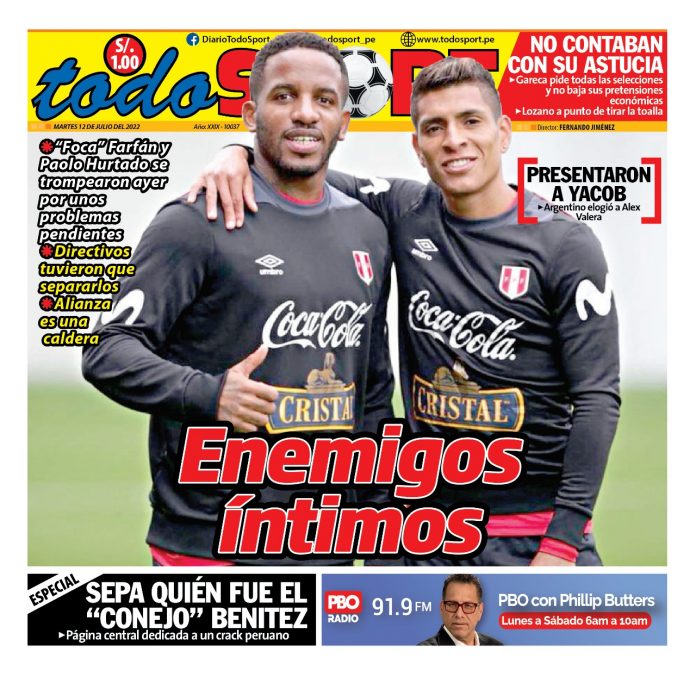 Portada impresa – Diario Todo Sport (13/07/2022)