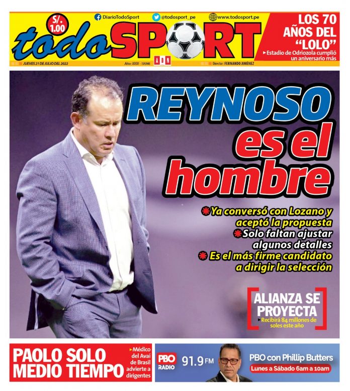 Portada impresa – Diario Todo Sport (21/07/2022)