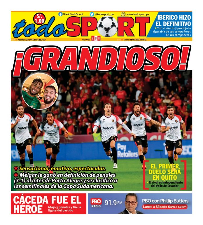 Portada impresa – Diario Todo Sport (12/08/2022)