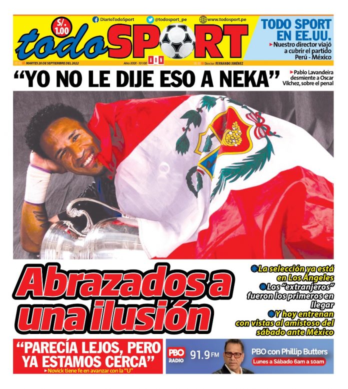 Portada impresa – Diario Todo Sport (20/09/2022)