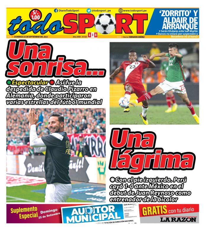 Portada impresa – Diario Todo Sport (25/09/2022)