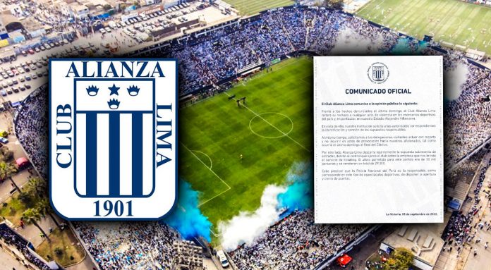 Alianza Lima emite comunicado sobre los actos de violencia en el clásico