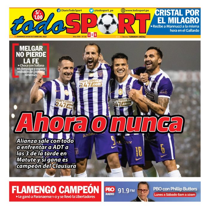 Portada impresa – Diario Todo Sport (30-10-2022)
