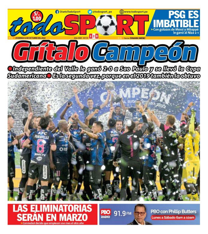 Portada impresa – Diario Todosport (02102022) Portada impresa – Diario Todosport (02102022)