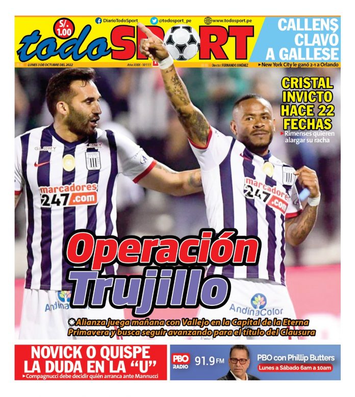 Portada impresa – Diario Todosport (03/10/2022)
