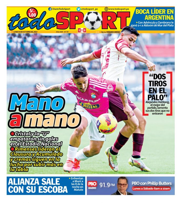 Portada impresa – Diario Todosport (10/10/2022)
