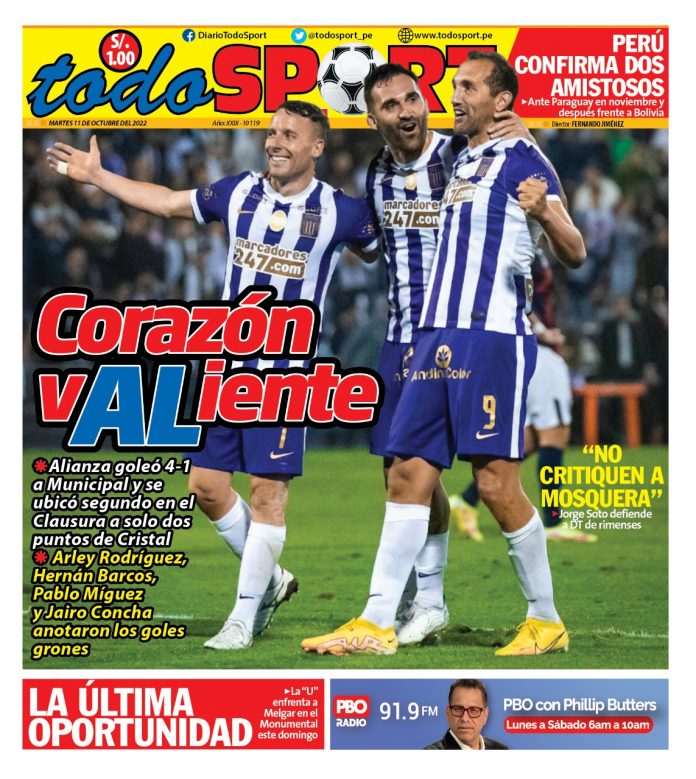 Portada impresa – Diario Todosport (11/10/2022)