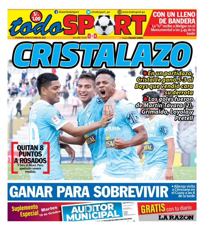 Portada impresa – Diario Todosport (16/10/2022)