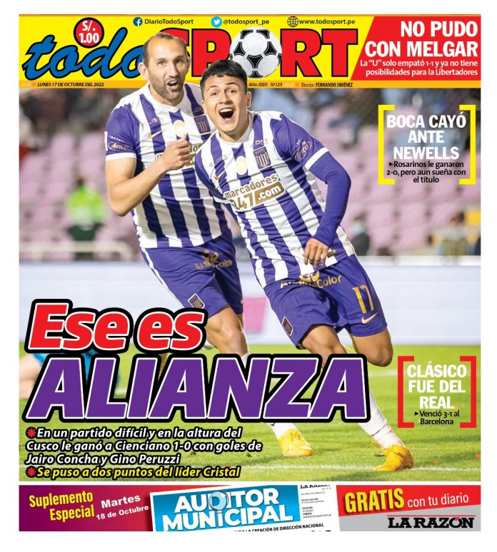 Portada impresa – Diario Todosport (17/10/2022)