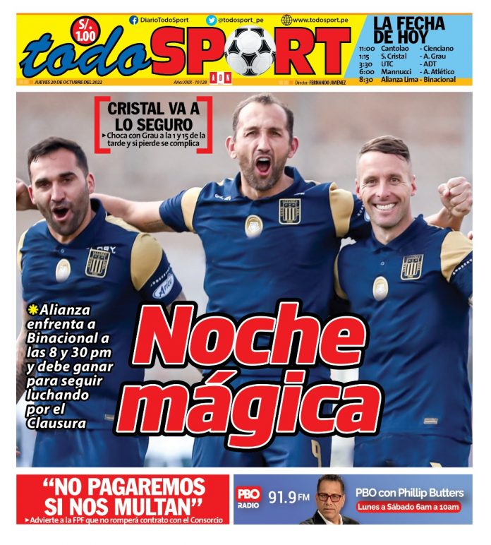Portada impresa – Diario Todosport (20/10/2022)