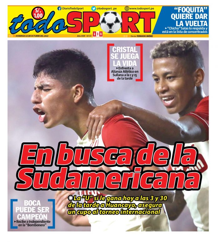 Portada impresa – Diario Todosport (23-10-2022) Portada impresa – Diario Todosport (23102022)