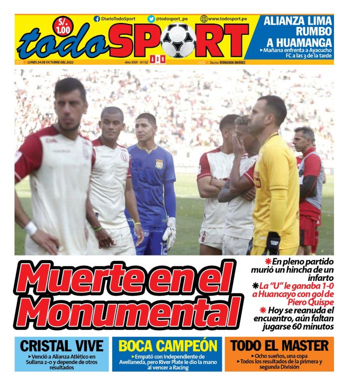 Portada impresa – Diario Todosport (24/10/2022)