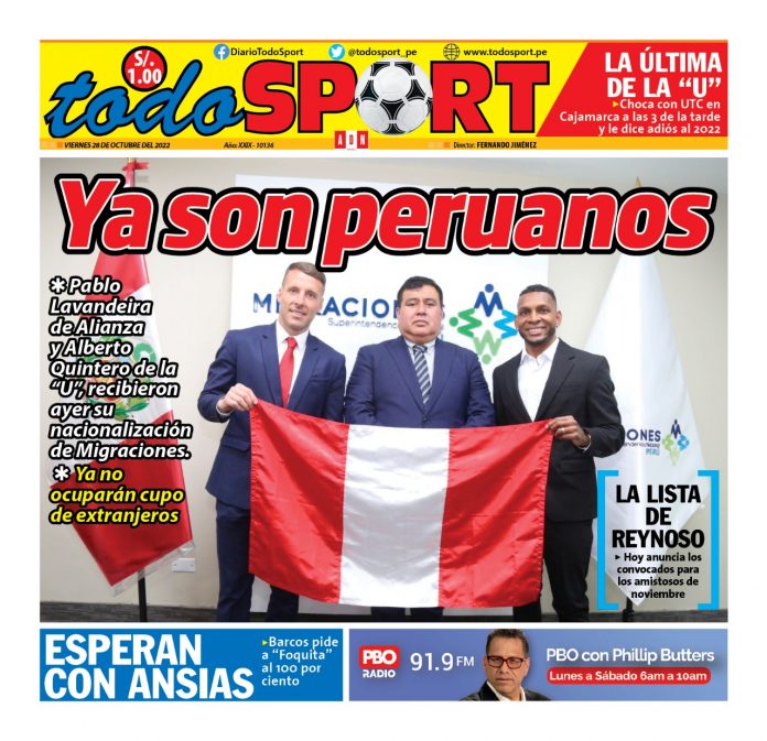 Portada impresa – Diario Todosport (28/10/2022)