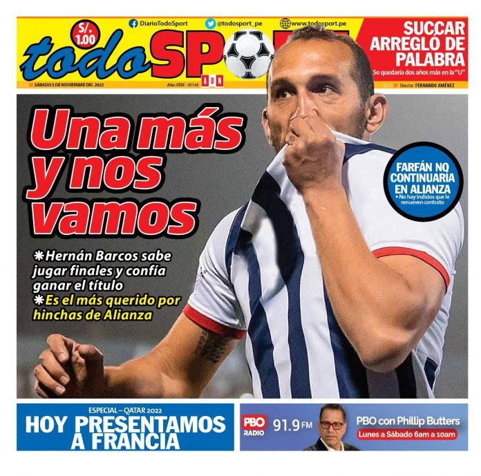 Portada impresa – Diario Todo Sport (05112022)
