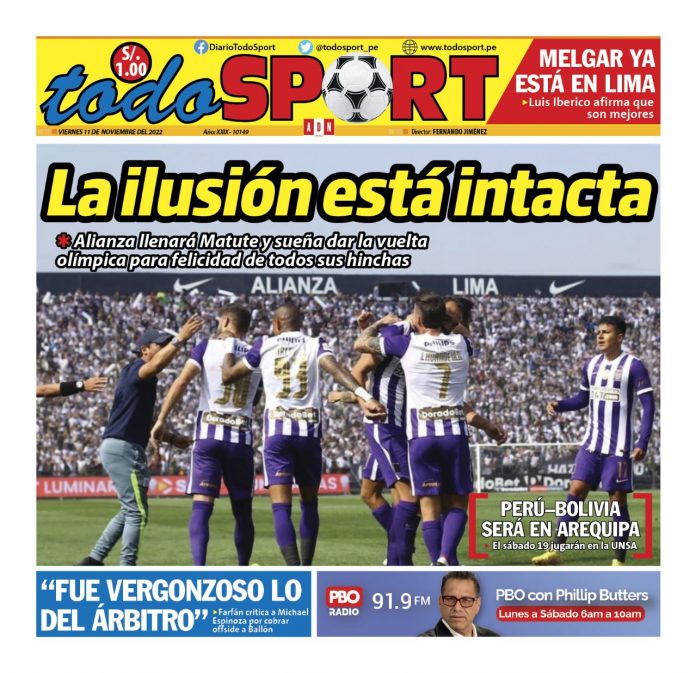 Portada impresa – Diario Todo Sport (11112022)