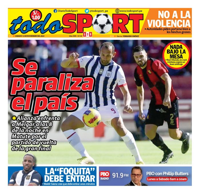 Portada impresa – Diario todosport (12-11-2022) Portada impresa – Diario todosport (12-11-2022)