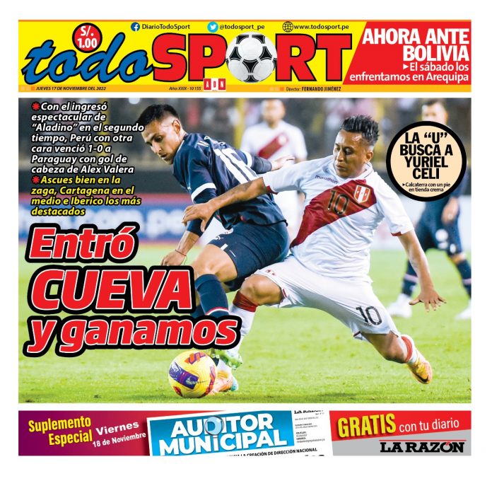 Portada impresa – Diario todosport 17-11-2022
