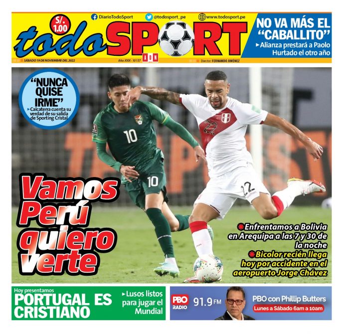 Portada impresa – Diario todosport 19-11-2022