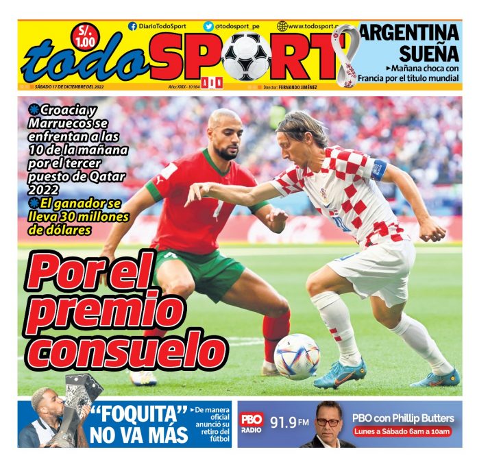 Portada impresa – Diario Todo Sport 17-12-2022