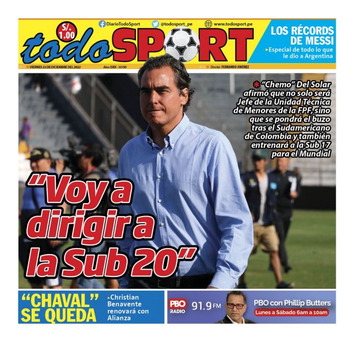 Portada impresa – Diario Todo Sport 23-12-2022 Portada impresa – Diario Todo Sport 23-12-2022