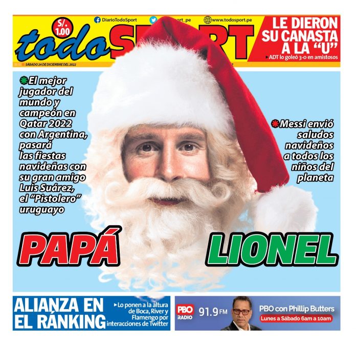 Portada impresa – Diario Todo Sport 24-12-2022