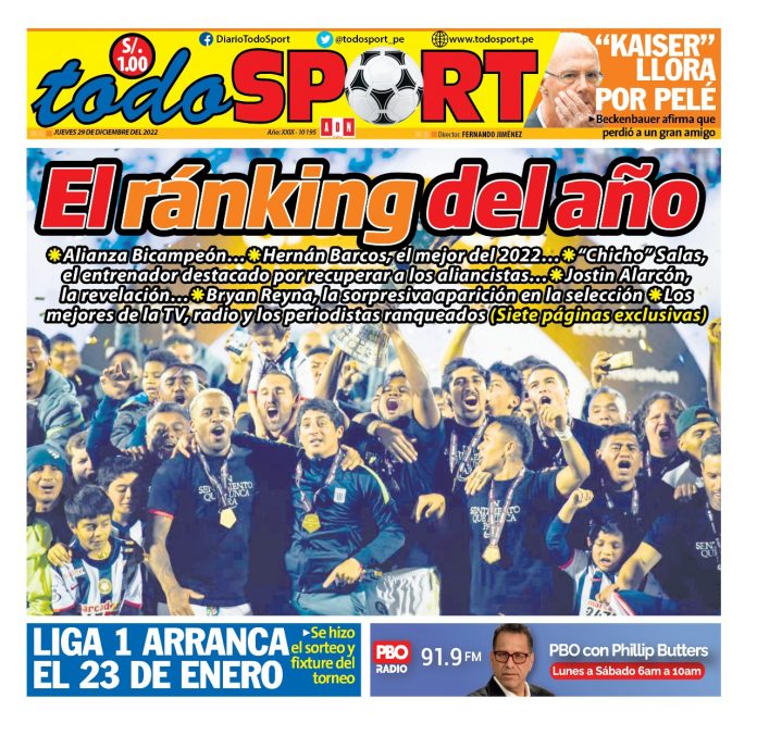 Portada impresa – Diario Todo Sport 31-12-2022 Portada impresa – Diario Todo Sport 31-12-2022