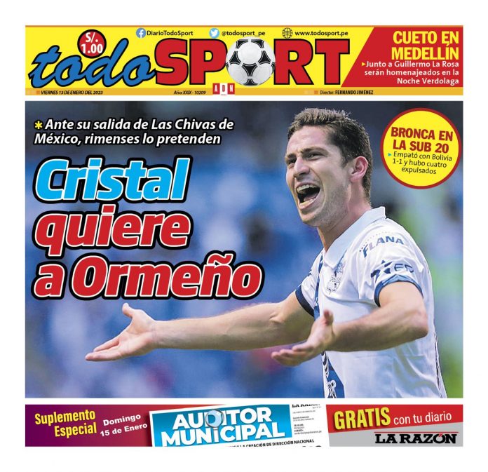 Portada impresa – Diario Todo Sport 13-01-2023