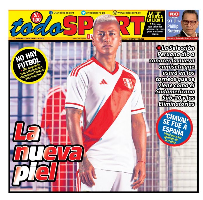 Portada impresa – Diario Todo Sport 18-01-2023