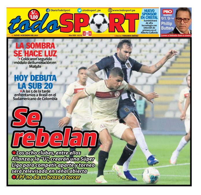 Portada impresa – Diario Todo Sport 19-01-2023